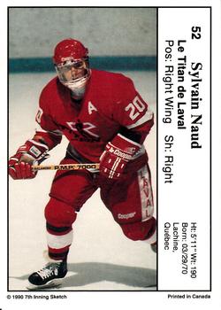 1990-91 7th Inning Sketch QMJHL #52 Sylvain Naud Back