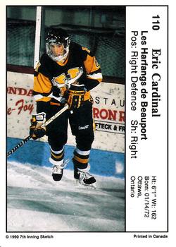 1990-91 7th Inning Sketch QMJHL #110 Eric Cardinal Back