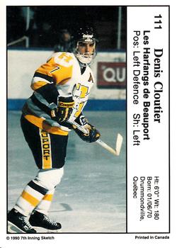 1990-91 7th Inning Sketch QMJHL #111 Denis Cloutier Back