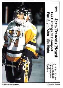 1990-91 7th Inning Sketch QMJHL #121 Jean-Francois Picard Back