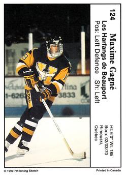 1990-91 7th Inning Sketch QMJHL #124 Maxime Gagne Back