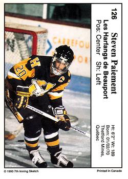 1990-91 7th Inning Sketch QMJHL #126 Steven Paiement Back