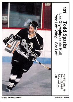 1990-91 7th Inning Sketch QMJHL #131 Todd Sparks Back