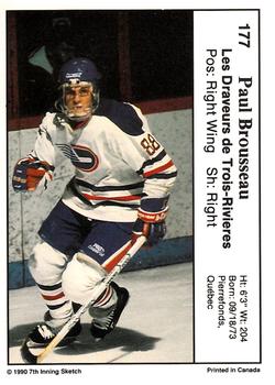 1990-91 7th Inning Sketch QMJHL #177 Paul Brousseau Back