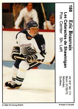 1990-91 7th Inning Sketch QMJHL #188 Eric Beauvais Back