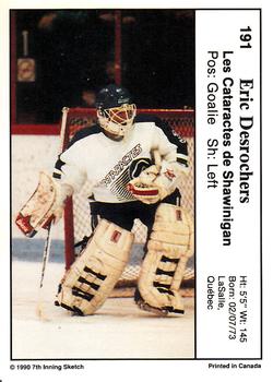 1990-91 7th Inning Sketch QMJHL #191 Eric Desrochers Back
