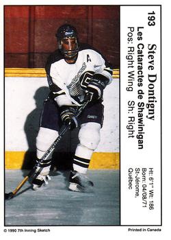 1990-91 7th Inning Sketch QMJHL #193 Steve Dontigny Back