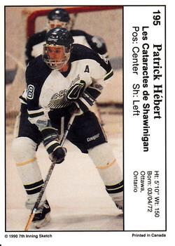 1990-91 7th Inning Sketch QMJHL #195 Patrick Hebert Back