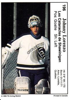 1990-91 7th Inning Sketch QMJHL #196 Johnny Lorenzo Back