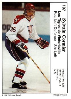 1990-91 7th Inning Sketch QMJHL #197 Sylvain Cormier Back