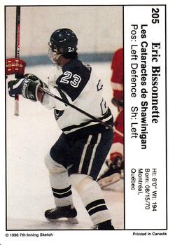 1990-91 7th Inning Sketch QMJHL #205 Eric Bissonnette Back
