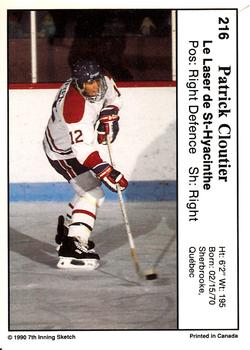 1990-91 7th Inning Sketch QMJHL #216 Patrick Cloutier Back