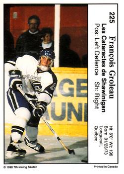 1990-91 7th Inning Sketch QMJHL #225 Francois Groleau Back