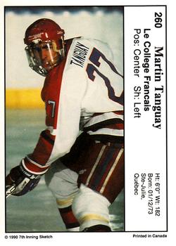 1990-91 7th Inning Sketch QMJHL #260 Martin Tanguay Back