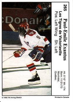1990-91 7th Inning Sketch QMJHL #265 Paul-Emile Exantus Back
