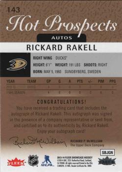 2013-14 Fleer Showcase #143 Rickard Rakell Back