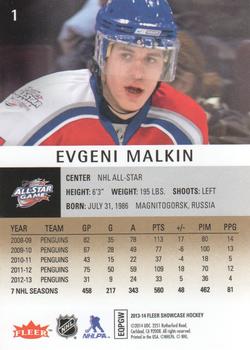 2013-14 Fleer Showcase #1 Evgeni Malkin Back