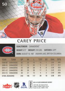 2013-14 Fleer Showcase #50 Carey Price Back