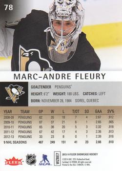 2013-14 Fleer Showcase #78 Marc-Andre Fleury Back