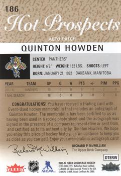 2013-14 Fleer Showcase #186 Quinton Howden Back