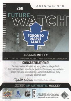2013-14 SP Authentic #268 Morgan Rielly Back