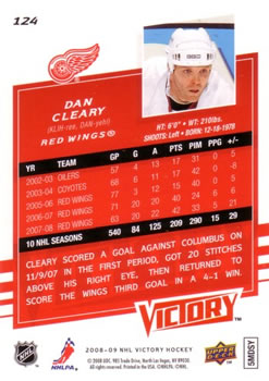 2008-09 Upper Deck Victory #124 Daniel Cleary Back