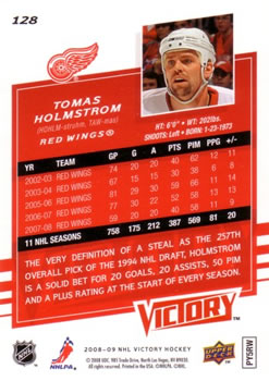 2008-09 Upper Deck Victory #128 Tomas Holmstrom Back