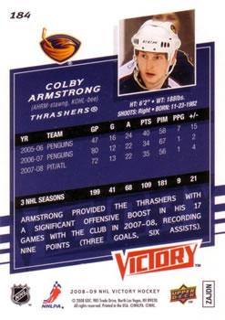 2008-09 Upper Deck Victory #184 Colby Armstrong Back