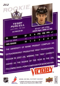 2008-09 Upper Deck Victory #212 Teddy Purcell Back