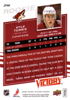 2008-09 Upper Deck Victory #246 Kyle Turris Back