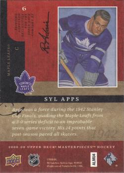 2008-09 Upper Deck Masterpieces #6 Syl Apps Back