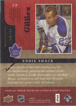 2008-09 Upper Deck Masterpieces #72 Eddie Shack Back