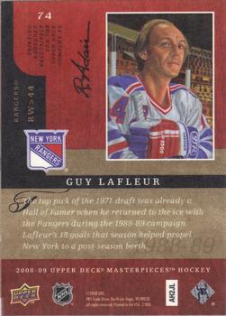 2008-09 Upper Deck Masterpieces #74 Guy Lafleur Back