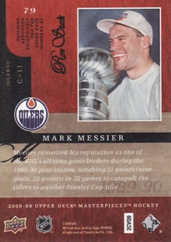 2008-09 Upper Deck Masterpieces #79 Mark Messier Back