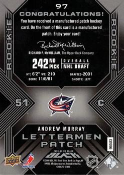 2008-09 UD Black #97 Andrew Murray Back