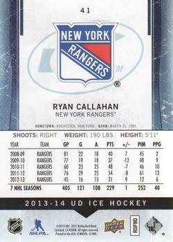 2013-14 SPx - 2013-14 Upper Deck Ice #41 Ryan Callahan Back