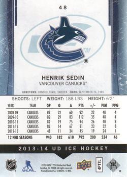 2013-14 SPx - 2013-14 Upper Deck Ice #48 Henrik Sedin Back
