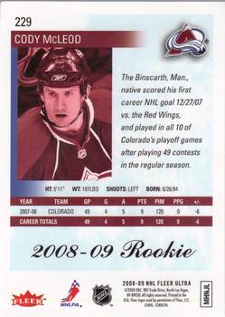 2008-09 Ultra #229 Cody McLeod Back