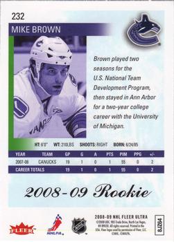 2008-09 Ultra #232 Mike Brown Back