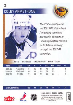 2008-09 Ultra #3 Colby Armstrong Back