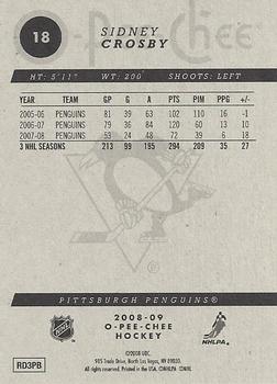 2008-09 O-Pee-Chee #18 Sidney Crosby Back