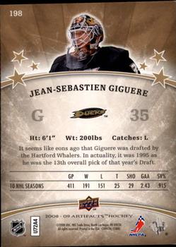 2008-09 Upper Deck Artifacts #198 Jean-Sebastien Giguere Back