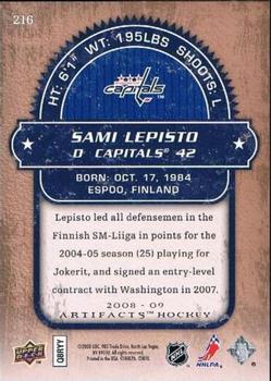 2008-09 Upper Deck Artifacts #216 Sami Lepisto Back