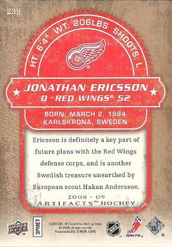 2008-09 Upper Deck Artifacts #239 Jonathan Ericsson Back