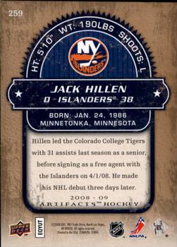 2008-09 Upper Deck Artifacts #259 Jack Hillen Back