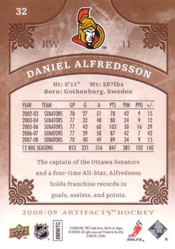 2008-09 Upper Deck Artifacts #32 Daniel Alfredsson Back