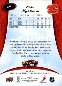 2008-09 Upper Deck Power Play Box Set #40 Eric Nystrom Back
