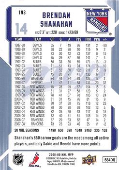 2008-09 Upper Deck MVP #193 Brendan Shanahan Back