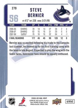 2008-09 Upper Deck MVP #279 Steve Bernier Back