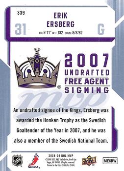 2008-09 Upper Deck MVP #339 Erik Ersberg Back